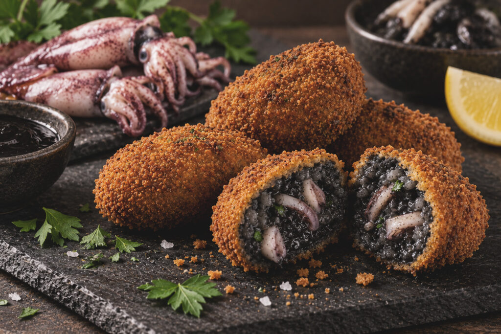 Croquettes aux chipirons à l'encre - L'Atelier des Croquettes